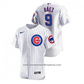 Camiseta Beisbol Hombre Chicago Cubs Javier Baez Autentico Blanco