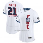 Camiseta Beisbol Hombre Chicago Cubs Personalizada 2021 All Star Autentico Blanco