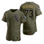 Camiseta Beisbol Hombre Chicago White Sox Yermin Mercedes Camuflaje Digital Verde 2021 Salute To Service