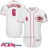 Camiseta Beisbol Hombre Cincinnati Reds 6 Billy Hamilton 6 Blanco Flex Base Autentico Collection Jugador