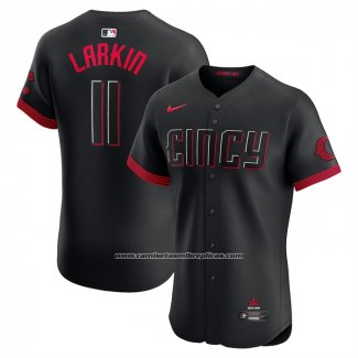 Camiseta Beisbol Hombre Cincinnati Reds Barry Larkin 2025 City Connect Elite Negro