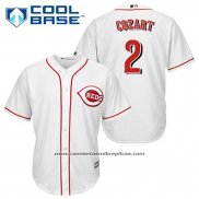 Camiseta Beisbol Hombre Cincinnati Reds Zack Cozart 2 Blanco Primera Cool Base