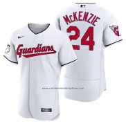 Camiseta Beisbol Hombre Cleveland Guardians Triston Mckenzie Autentico Primera Blanco