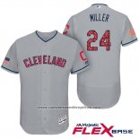 Camiseta Beisbol Hombre Cleveland Indians 2017 Estrellas y Rayas Andrew Miller Gris Flex Base