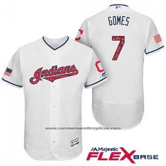 Camiseta Beisbol Hombre Cleveland Indians 2017 Estrellas y Rayas Yan Gomes Blanco Flex Base