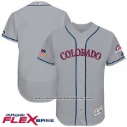Camiseta Beisbol Hombre Colorado Rockies 2017 Estrellas y Rayas Gris Flex Base