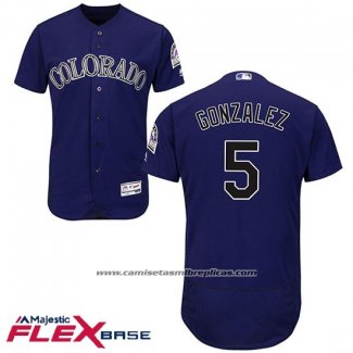 Camiseta Beisbol Hombre Colorado Rockies 5 Carlos Gonzalez Violeta Flex Base