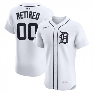 Camiseta Beisbol Hombre Detroit Tigers Retired Roster Patch Elite Blanco