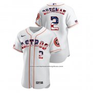 Camiseta Beisbol Hombre Houston Astros Alex Bregman 2020 Stars & Stripes 4th of July Blanco