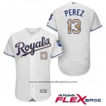 Camiseta Beisbol Hombre Kansas City Royals 13 Salvador Perez Blanco 2017 Flex Base