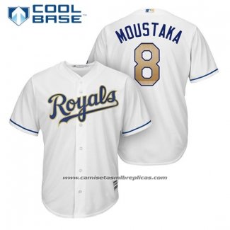 Camiseta Beisbol Hombre Kansas City Royals 8 Mike Moustakas Blanco 2017 Cool Base