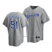 Camiseta Beisbol Hombre Kansas City Royals Brady Singer Replica Cool Base Road Gris