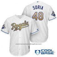 Camiseta Beisbol Hombre Kansas City Royals Campeones 48 Joakim Soria Cool Base Oro