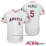 Camiseta Beisbol Hombre Los Angeles Angels 2017 Estrellas y Rayas Albert Pujols Blanco Flex Base
