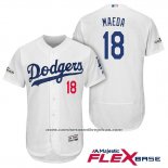 Camiseta Beisbol Hombre Los Angeles Dodgers 2017 Postemporada Kenta Maeda Blanco Flex Base