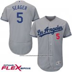 Camiseta Beisbol Hombre Los Angeles Dodgers 5 Corey Seager Gris Flex Base