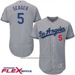 Camiseta Beisbol Hombre Los Angeles Dodgers 5 Corey Seager Gris Flex Base