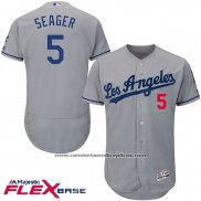 Camiseta Beisbol Hombre Los Angeles Dodgers 5 Corey Seager Gris Flex Base