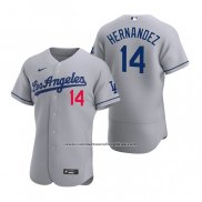 Camiseta Beisbol Hombre Los Angeles Dodgers Enrique Hernandez Autentico 2020 Road Gris