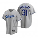 Camiseta Beisbol Hombre Los Angeles Dodgers Max Scherzer Replica Road Gris