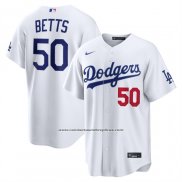 Camiseta Beisbol Hombre Los Angeles Dodgers Mookie Betts Primera Stadium Blanco