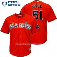 Camiseta Beisbol Hombre Miami Marlins 11 J.t. Realmuto Naranja 2017 Cool Base