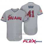 Camiseta Beisbol Hombre Miami Marlins 2017 Estrellas y Rayas Justin Bour Gris Flex Base