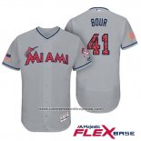 Camiseta Beisbol Hombre Miami Marlins 2017 Estrellas y Rayas Justin Bour Gris Flex Base