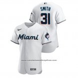 Camiseta Beisbol Hombre Miami Marlins Caleb Smith Autentico Blanco