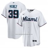 Camiseta Beisbol Hombre Miami Marlins Eury Perez Primera Replica Blanco