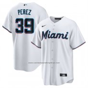 Camiseta Beisbol Hombre Miami Marlins Eury Perez Primera Replica Blanco
