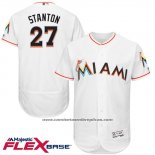 Camiseta Beisbol Hombre Miami Marlins Giancarlo Stanton 27 Blanco Flex Base Autentico Collection Jugador