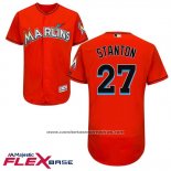 Camiseta Beisbol Hombre Miami Marlins Giancarlo Stanton 27 Flex Base Firebrick