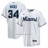 Camiseta Beisbol Hombre Miami Marlins Liam Hicks Primera Replica Blanco