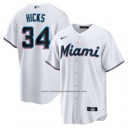 Camiseta Beisbol Hombre Miami Marlins Liam Hicks Primera Replica Blanco