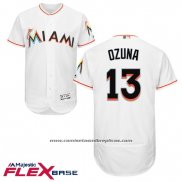 Camiseta Beisbol Hombre Miami Marlins Marcell Ozuna Blanco Autentico Collection Flex Base