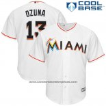 Camiseta Beisbol Hombre Miami Marlins Marcell Ozuna Blanco Cool Base