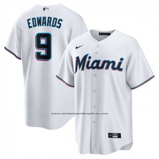Camiseta Beisbol Hombre Miami Marlins Xavier Edwards Primera Replica Blanco