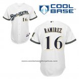Camiseta Beisbol Hombre Milwaukee Brewers Aramis Ramirez 16 Blanco Primera Cool Base