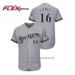 Camiseta Beisbol Hombre Milwaukee Brewers Ben Gamel Autentico Flex Base Gris