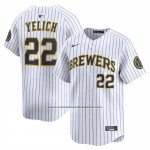 Camiseta Beisbol Hombre Milwaukee Brewers Christian Yelich Alterno Limited Blanco