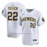 Camiseta Beisbol Hombre Milwaukee Brewers Christian Yelich Alterno Limited Blanco