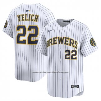 Camiseta Beisbol Hombre Milwaukee Brewers Christian Yelich Alterno Limited Blanco