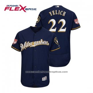 Camiseta Beisbol Hombre Milwaukee Brewers Christian Yelich Flex Base Entrenamiento de Primavera 2019 Azul