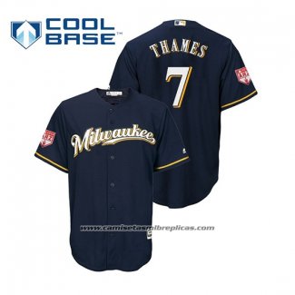 Camiseta Beisbol Hombre Milwaukee Brewers Eric Thames Cool Base Entrenamiento de Primavera 2019 Azul