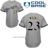 Camiseta Beisbol Hombre Milwaukee Brewers Gris Rickie Weeks Cool Base Jugador