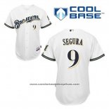 Camiseta Beisbol Hombre Milwaukee Brewers Jean Segura 9 Blanco Primera Cool Base