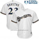 Camiseta Beisbol Hombre Milwaukee Brewers Keon Broxton Blanco Cool Base