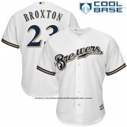 Camiseta Beisbol Hombre Milwaukee Brewers Keon Broxton Blanco Cool Base