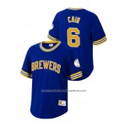 Camiseta Beisbol Hombre Milwaukee Brewers Lorenzo Cain Cooperstown Collection Azul